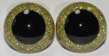 1 Paar Sicherheitsaugen Glitter Holo irisierend Goldgelb