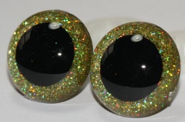 1 Paar Sicherheitsaugen Glitter Holo irisierend Goldgelb