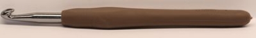 1 Häkelnadel 6 mm Metall mit Gummigriff Farbe braun