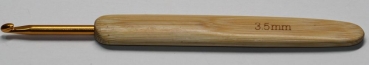 1 Häkelnadel 3,5 mm Metall mit Holzgriff Bambus Farbe hellbraun