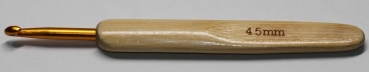 1 Häkelnadel 4,5 mm Metall mit Holzgriff Bambus Farbe hellbraun