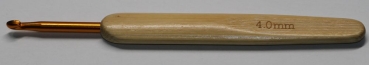 1 Häkelnadel 4 mm Metall mit Holzgriff Bambus Farbe hellbraun