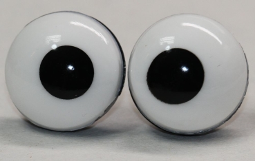 1 Paar 18 mm Sicherheitsaugen Comic Ball kleine Pupille weiß schwarz "schielend"