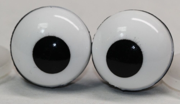 1 Paar 20 mm Sicherheitsaugen Comic Ball kleine Pupille weiß schwarz "schielend"