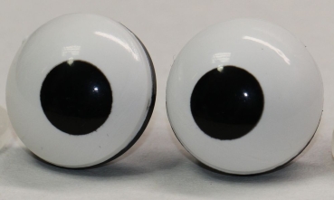 1 Paar 22 mm Sicherheitsaugen Comic Ball kleine Pupille weiß schwarz "schielend"
