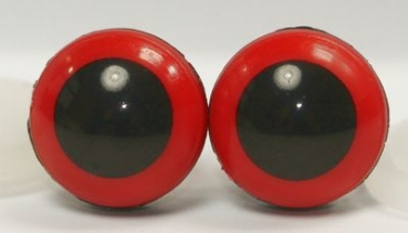 1 Paar 14 mm Sicherheitsaugen Comic Ball rot schwarz