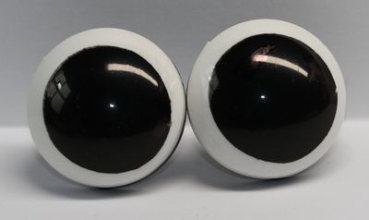 1 Paar 22 mm Sicherheitsaugen Comic Ball weiß schwarz "schielend"