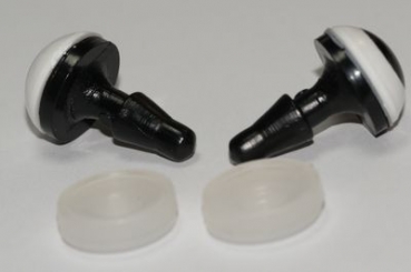 1 Paar 12 mm Sicherheitsaugen Comic Ball weiß schwarz
