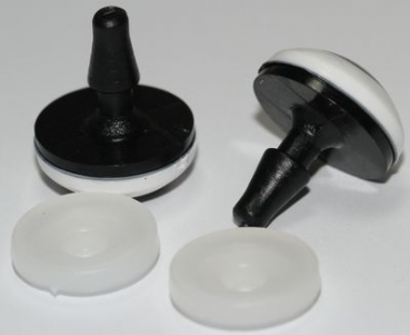 Preview: 1 Paar 18 mm Sicherheitsaugen Comic Ball weiß schwarz