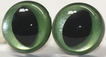 Preview: 1 Paar Katzenaugen Drachenaugen Sicherheitsaugen hellgrün metallic