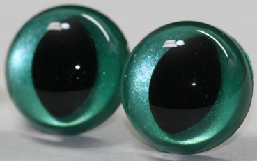 Preview: 1 Paar Katzenaugen Drachenaugen Sicherheitsaugen leuchtend grün metallic