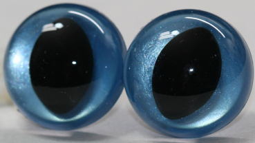 Preview: 1 Paar Katzenaugen Drachenaugen Sicherheitsaugen hellblau metallic
