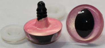 Preview: 1 Paar Katzenaugen Drachenaugen Sicherheitsaugen neon pink metallic