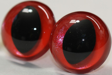 Preview: 1 Paar Katzenaugen Drachenaugen Sicherheitsaugen hellrot metallic