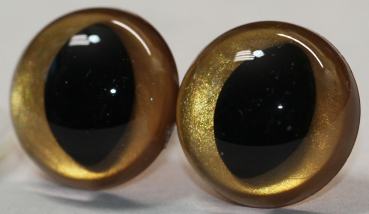 Preview: 1 Paar Katzenaugen Drachenaugen Sicherheitsaugen gold leuchtend metallic