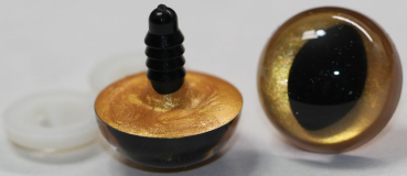 Preview: 1 Paar Katzenaugen Drachenaugen Sicherheitsaugen gold leuchtend metallic