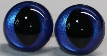Preview: 1 Paar Katzenaugen Drachenaugen Sicherheitsaugen dunkelblau metallic