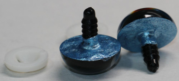 Preview: 1 Paar Katzenaugen Drachenaugen Sicherheitsaugen mittelblau metallic