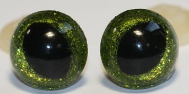 Preview: Katzenaugen Drachenaugen Sicherheitsaugen Glitter Goldgrün_2