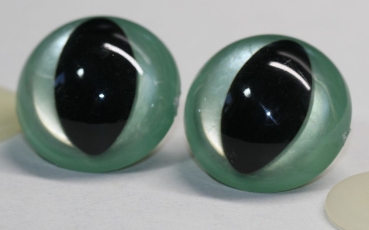 1 Paar Katzenaugen Drachenaugen 30 mm Sicherheitsaugen Pistaziengrün metallic