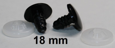 1 Paar Sicherheitsaugen 18 mm Knopfaugen schwarz durchgefärbt rund