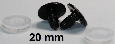 Preview: Sicherheitsaugen 20 mm Knopfaugen schwarz durchgefärbt rund 2