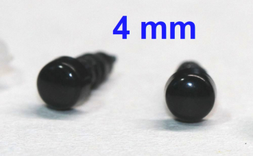 Sicherheitsaugen 4 mm Knopfaugen schwarz durchgefärbt rund