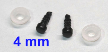 Preview: Sicherheitsaugen 4 mm Knopfaugen schwarz durchgefärbt rund 2
