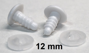 1 Paar Sicherheitsaugen 12 mm Knopfaugen weiß durchgefärbt rund