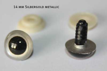 Preview: 1 Paar Sicherheitsaugen Silbergold metallic