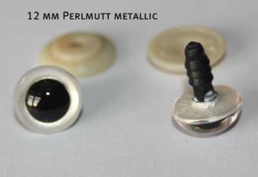 1 Paar Sicherheitsaugen weiß metallic