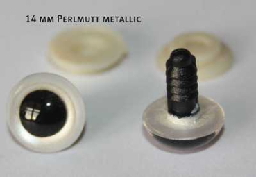 1 Paar Sicherheitsaugen weiß metallic