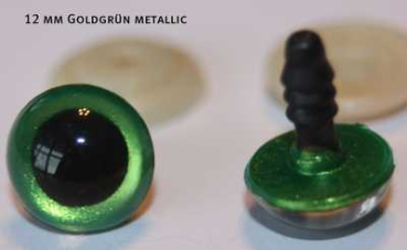 Preview: 1 Paar Sicherheitsaugen Goldgrün metallic