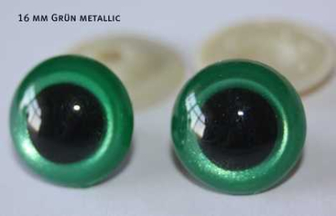 Preview: 1 Paar Sicherheitsaugen Grün metallic