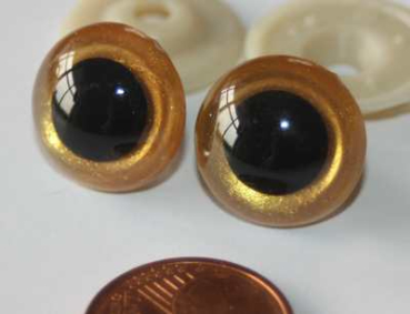 Preview: 1 Paar Sicherheitsaugen Gold dunkel metallic