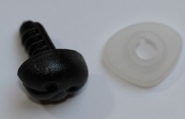 Sicherheitsnase 15 mm x 11 mm Hund hart schwarz glänzend mit Sicherheitsscheibe
