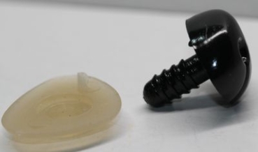 Sicherheitsnase 20 mm x 15 mm Hund hart schwarz glänzend mit Sicherheitsscheibe
