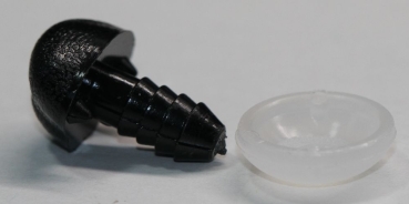 Sicherheitsnase 15 mm x 12 mm Hund hart schwarz glänzend mit Sicherheitsscheibe