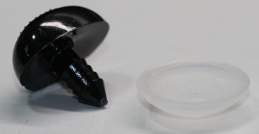 Sicherheitsnase 22 mm x 17 mm Hund hart schwarz glänzend mit Sicherheitsscheibe
