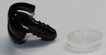 Sicherheitsnase 23 mm x 17 mm Hund hart schwarz glänzend mit Sicherheitsscheibe