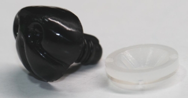 Sicherheitsnase 22 mm x 15 mm Hund hart schwarz glänzend mit Sicherheitsscheibe