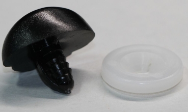 Sicherheitsnase 29 mm x 21,5 mm Hund hart schwarz glänzend mit Sicherheitsscheibe