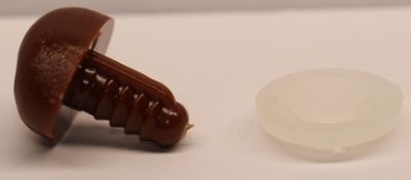 Sicherheitsnase 18 mm x 14 mm Hund hart braun glänzend mit Sicherheitsscheibe