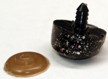 Sicherheitsnase 28,4 mm x 22,2 mm Hund hart schwarz Glitter mit Sicherheitsscheibe