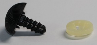 Sicherheitsnase 18 mm x 13 mm Rillen hart schwarz glänzend mit Sicherheitsscheibe