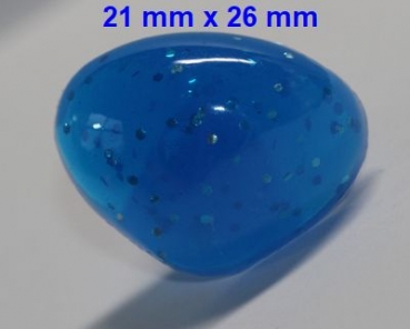 Sicherheitsnase dreieckig hart blau Glitter mit Sicherheitsscheibe