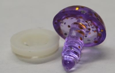 Sicherheitsnase 14 mm rund Violett Glitter transparent mit Sicherheitsscheibe