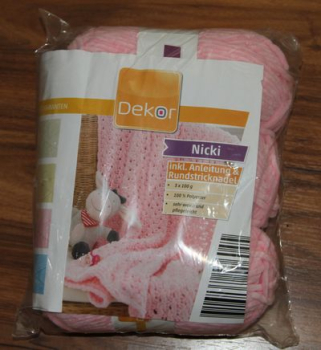 Wolle Set Nicki 3 x 100 g 100 % Polyester Farbe rosa inkl. Rundstricknadel und Anleitung Restposten Sonderpreis