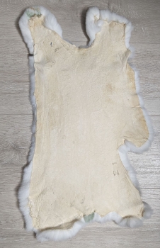 Kaninchenfell Rexkanin weiß mit schwarzen Flecken Nr. 1