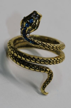 Ring Schlange goldfarben blaue Steine